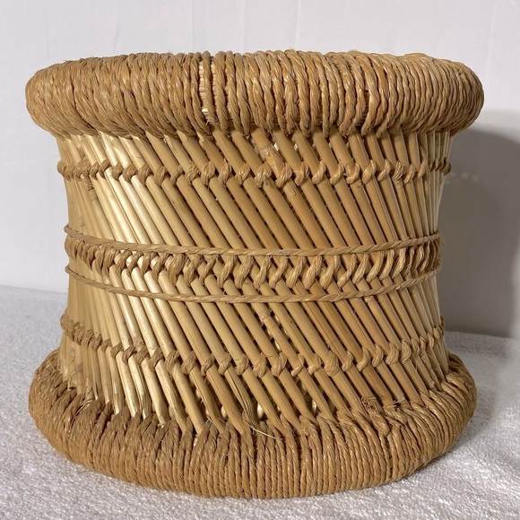 Vintage Bamboo & Jute Woven Planter Basket - Picture 14 of 15